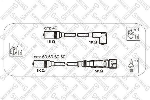 Высоковольтные провода (провода зажигания) (комплект) Stellox для Audi 80 IV (B3) 1990-1991. Артикул 10-38330-SX