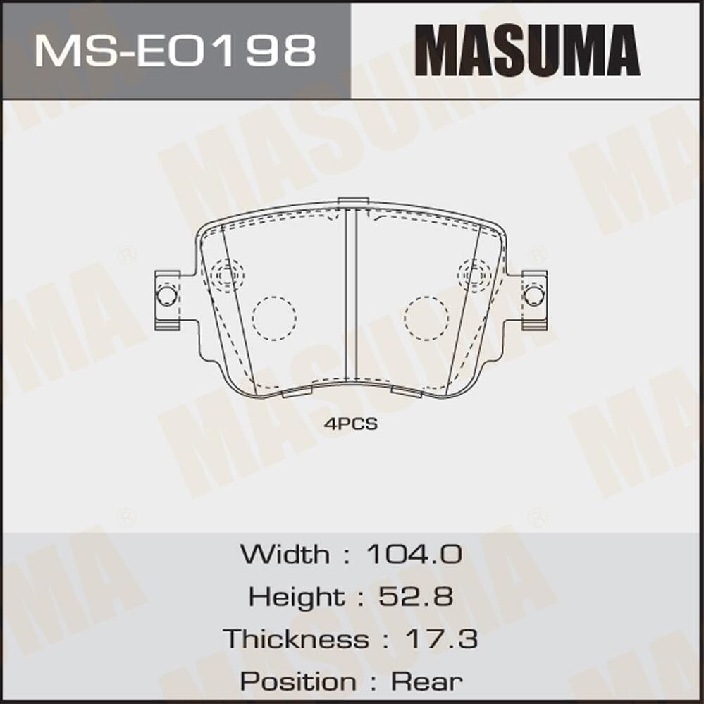Тормозные колодки Masuma. Артикул MS-E0198