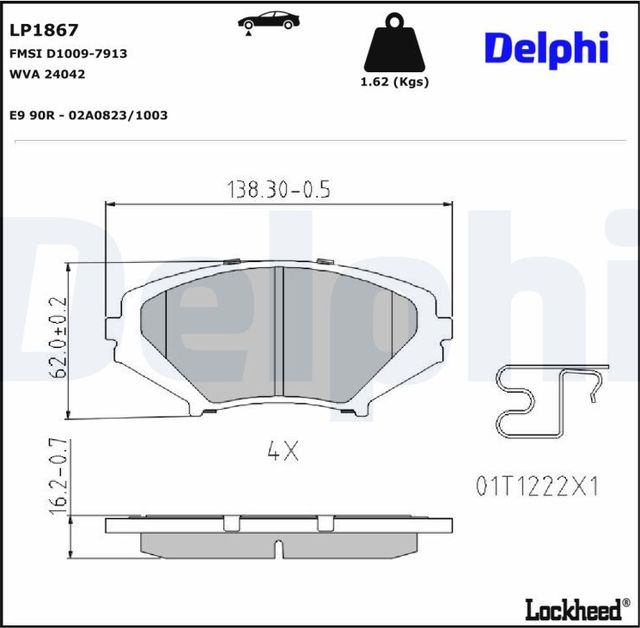 Тормозные колодки Delphi (Low-Metallic) для Mazda RX-8 I 2003-2012. Артикул LP1867