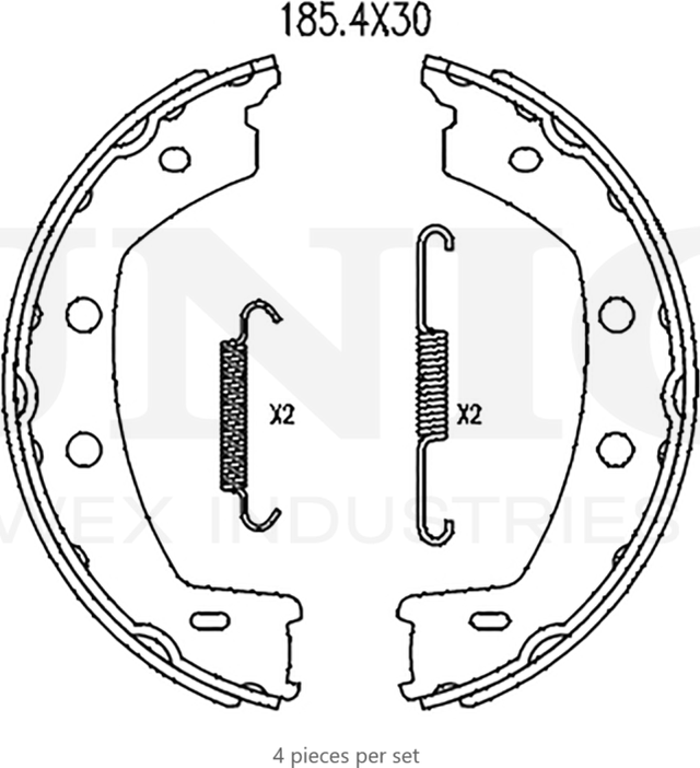 Колодки тормозные барабанные, комплект (Unio). Артикул BRP-10028