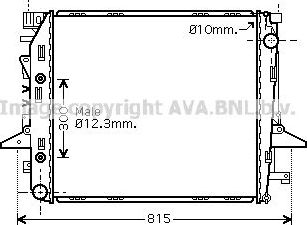 Радиатор охлаждения двигателя AVA. Артикул AU2198