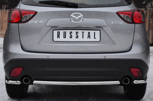Защита RusStal заднего бампера уголки d42 для Mazda CX-5 2011-2017. Артикул M5Z-001141