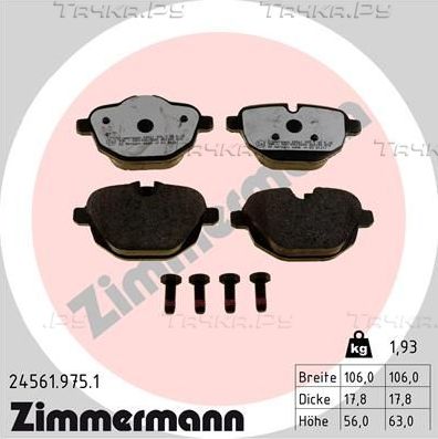 Тормозные колодки Zimmermann rd:z задние для BMW Z4 II (E89) 2009-2016. Артикул 24561.975.1