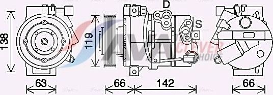 Компрессор кондиционера AVA. Артикул HYK452