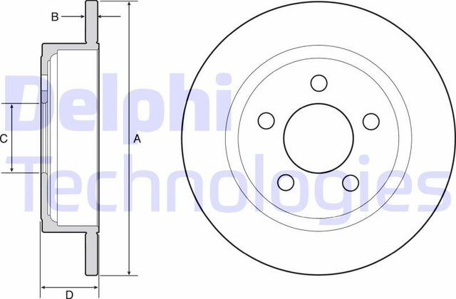 Тормозной диск Delphi задний для Jeep Wrangler II (TJ) 1998-2007. Артикул BG4648