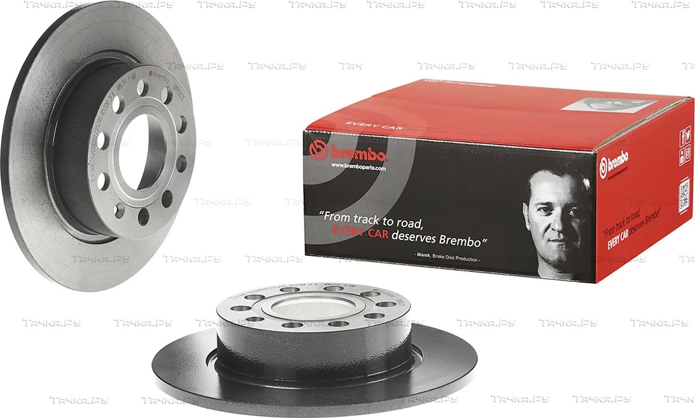 Тормозной диск Brembo PRIME LINE - UV Coated задний для Volkswagen Scirocco III 2008-2017. Артикул 08.9502.11