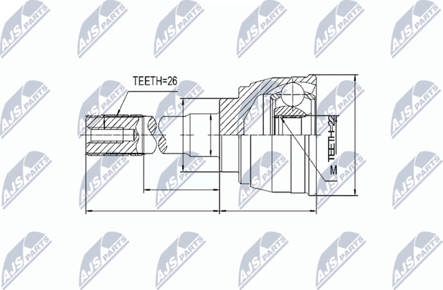 Шрус наружный (граната) NTY для Suzuki Samurai 1998-2004. Артикул NPZ-SU-006