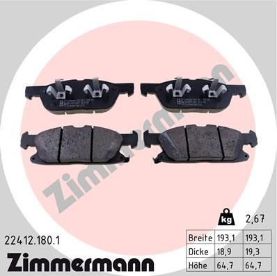 Тормозные колодки Zimmermann. Артикул 22412.180.1