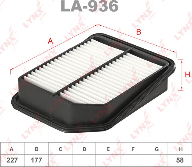 Воздушный фильтр LYNXauto. Артикул LA-936