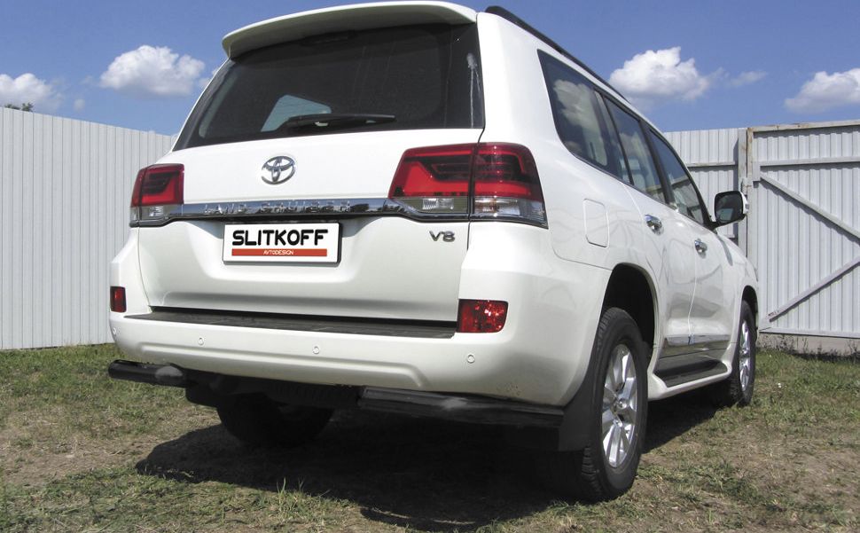 Защита Slitkoff задняя уголки d76 для Toyota Land Cruiser 200 рестайлинг 2015-2021 Черная. Артикул TLC2-15-011B