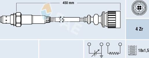Лямбда-зонд (кислородный датчик) FAE для BMW 5 III (E34) 1992-1994. Артикул 77367