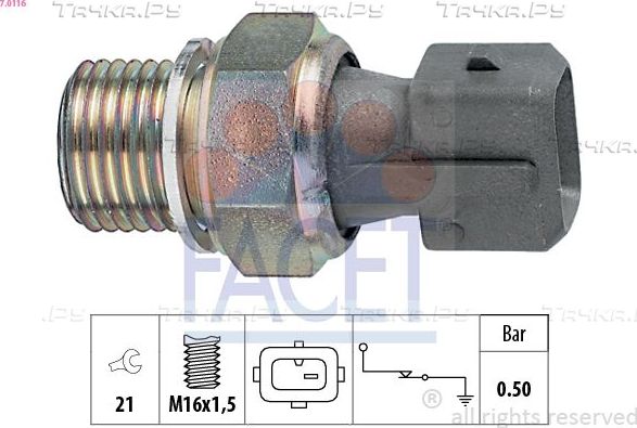 Датчик давления масла Facet Made in Italy - OE Equivalent для Peugeot 306 1993-2002. Артикул 7.0116