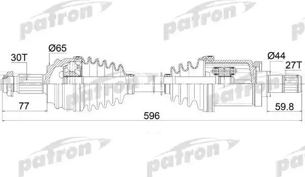 Полуось (привод в сборе, приводной вал) Patron передняя левая для BMW X3 I (E83) 2003-2008. Артикул PDS0421