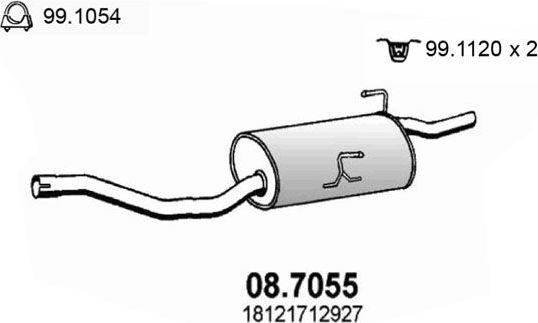Глушитель Asso для BMW 3 IV (E46) 1997-2006. Артикул 08.7055