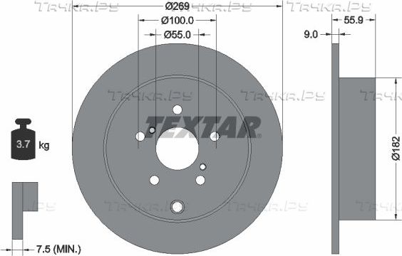 Тормозной диск Textar Pro. Артикул 92170403