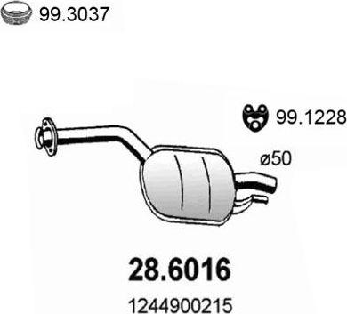 Глушитель (средняя часть) Asso для Mercedes-Benz W124, A124 1984-1993. Артикул 28.6016