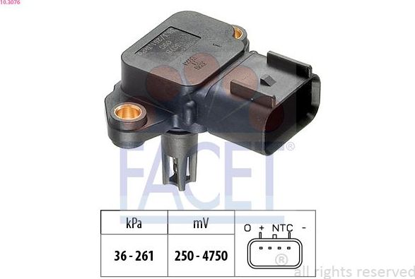Датчик абсолютного давления (ДАД, MAP) Facet Made in Italy - OE Equivalent для Ford Transit VI 2000-2006. Артикул 10.3076