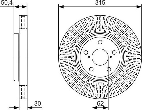 Тормозной диск Bosch передний для Lexus LS III 2000-2006. Артикул 0 986 479 T40