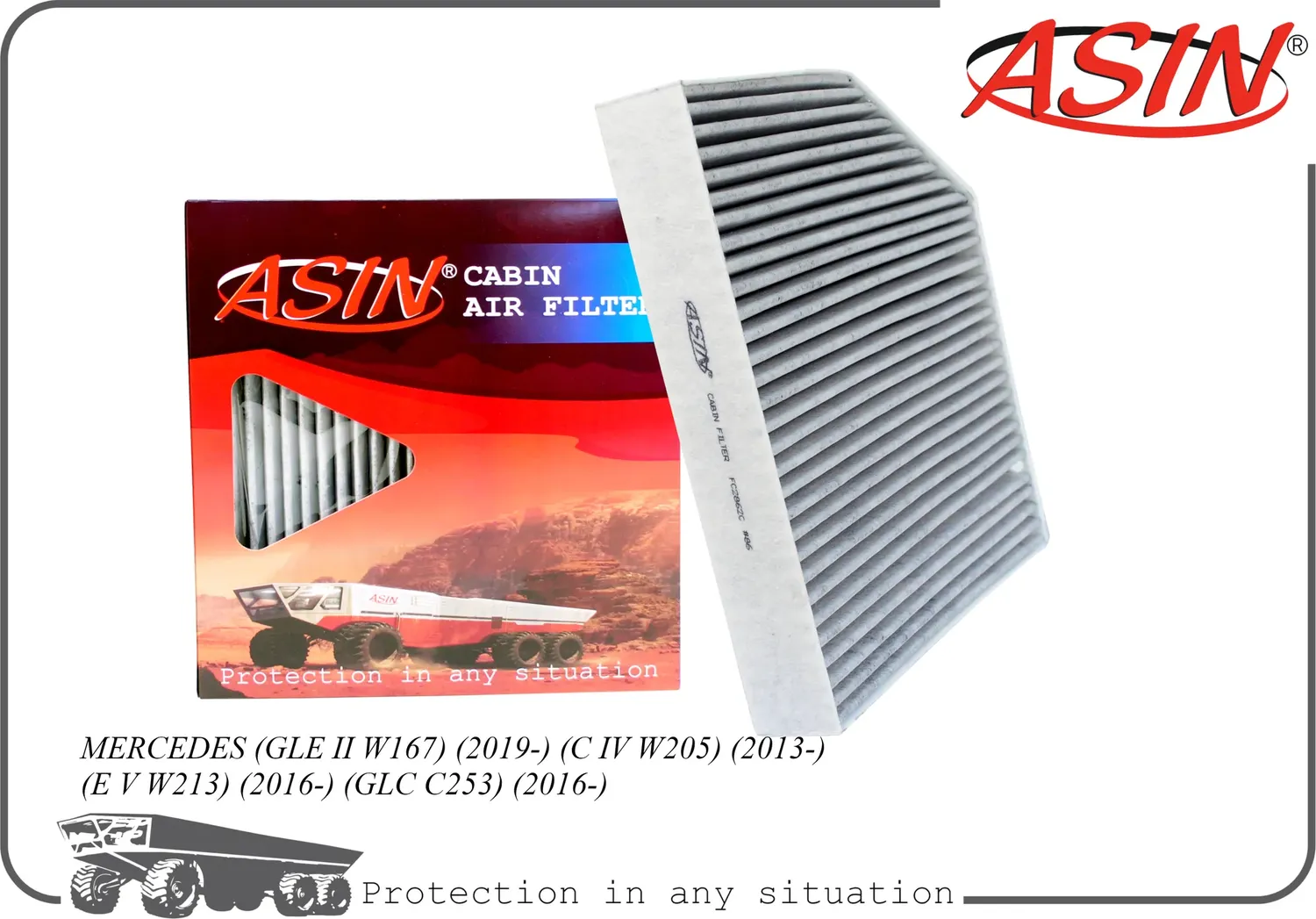 Фильтр салонный (угольный) (Asin). Артикул ASINFC2862C