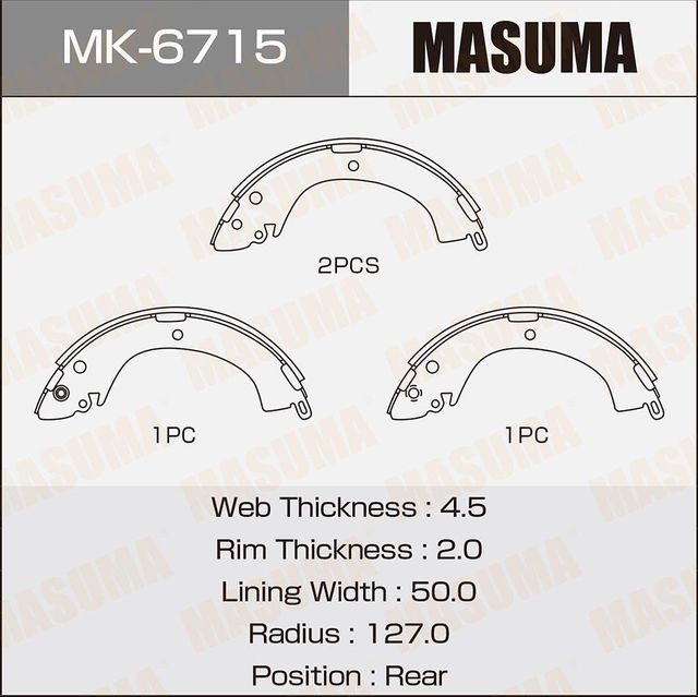 Тормозные колодки Masuma. Артикул MK-6715