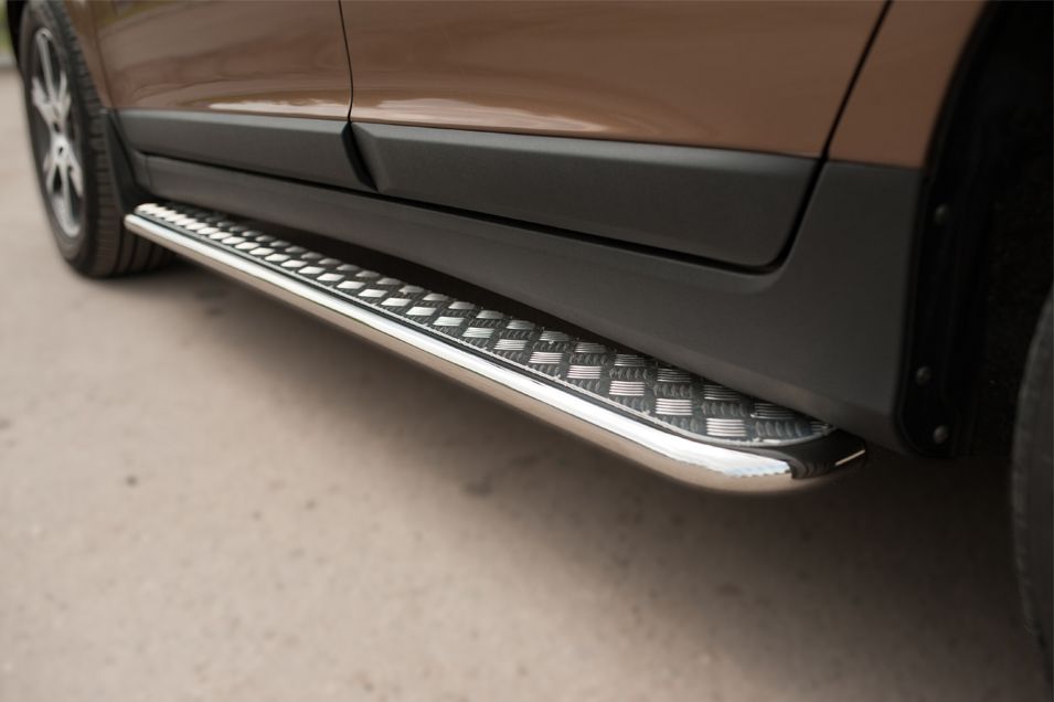 Защита порогов RusStal труба d42 с листом для Volvo XC 60 2008-2013. Артикул VXCL-002077