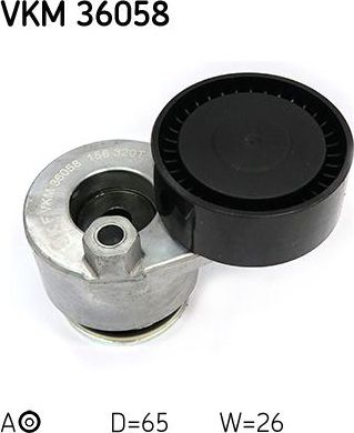Натяжной ролик (натяжитель) приводного клинового зубчатого ремня SKF. Артикул VKM 36058