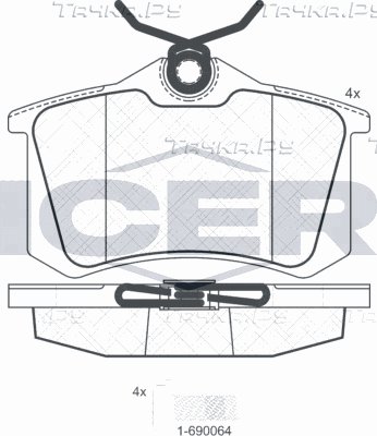 Тормозные колодки Icer задние для Volkswagen Caddy III 2004-2015. Артикул 180697-703