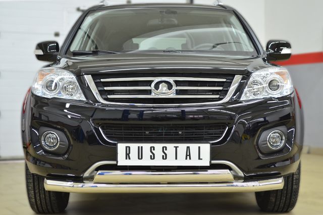 Защита RusStal переднего бампера d76(секции) 75х42 (дуга) для Great Wall Hover H6 2013-2017. Артикул GH6Z-001627