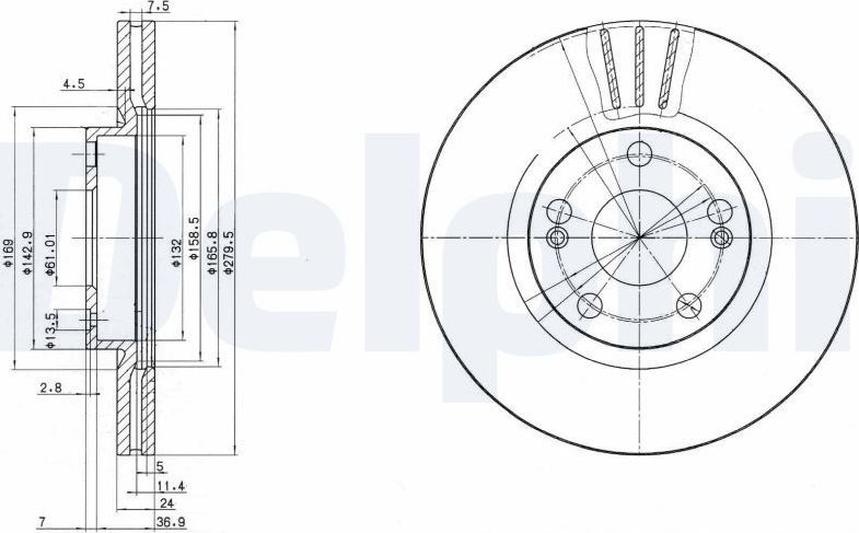 Тормозной диск Delphi. Артикул BG2697