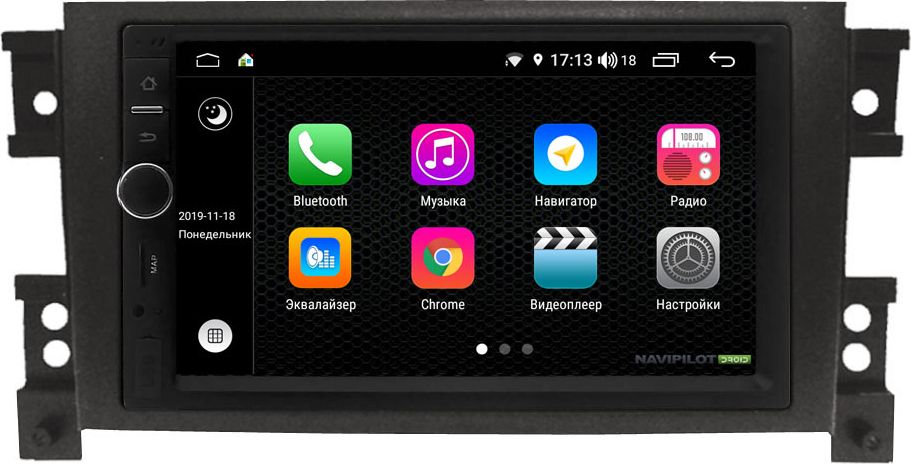 Установочный комплект: головное устройство NaviPilot 2DIN с экраном 7" Android 9, DSP, аппаратные кнопки, энкодер для Suzuki Grand Vitara III 2005-2015. Артикул NPD9L-WR-837-07 GV