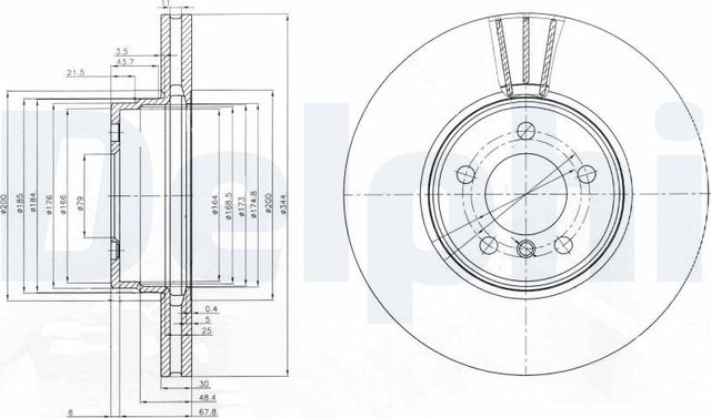 Тормозной диск Delphi для Land Rover Range Rover III 2002-2012. Артикул BG9008C