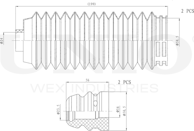 Отбойник и пыльник амортизатора, комплект (Unio). Артикул DUC-50047