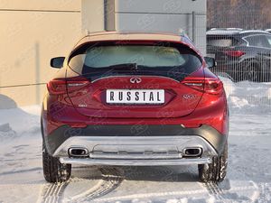 Защита RusStal заднего бампера d63 дуга-d42 дуга для Infiniti QX30 2016-2026. Артикул IQX3Z-002504