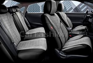 Комплект универсальных каркасных чехлов CarFashion 5D Symbol Plus на сидения авто, цвет Серый/Черный/Серый. Артикул 27254