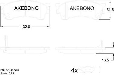 Тормозные колодки Akebono Standard. Артикул AN-447WK