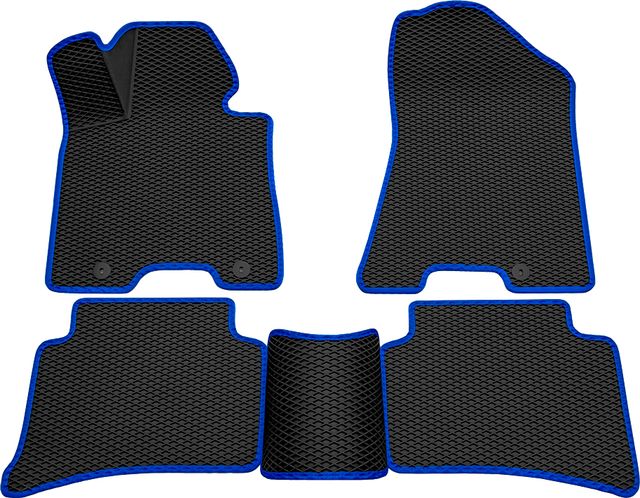 Коврики Rezkon 3D EVA Ромб резиновые для салона Kia Sportage IV 2016-2026 Синий кант. Артикул 9221040303