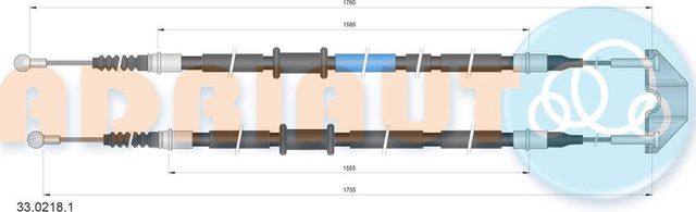 Трос ручника (тросик ручного тормоза) Adriauto. Артикул 33.0218.1