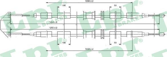 Трос ручника (тросик ручного тормоза) LPR. Артикул C0542B