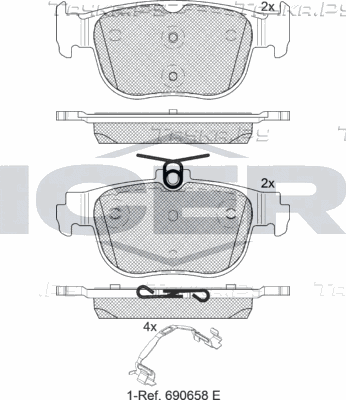 Тормозные колодки Icer задние для Volkswagen Caddy V 2021-2026. Артикул 182408