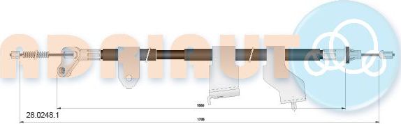 Трос ручника (тросик ручного тормоза) Adriauto. Артикул 28.0248.1