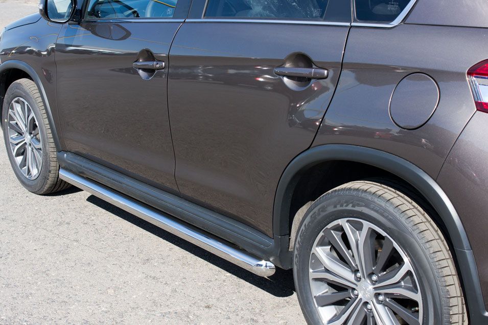 Защита порогов RusStal труба d63 (вариант 1) для Peugeot 4008 2012-2026. Артикул P48T-0005341