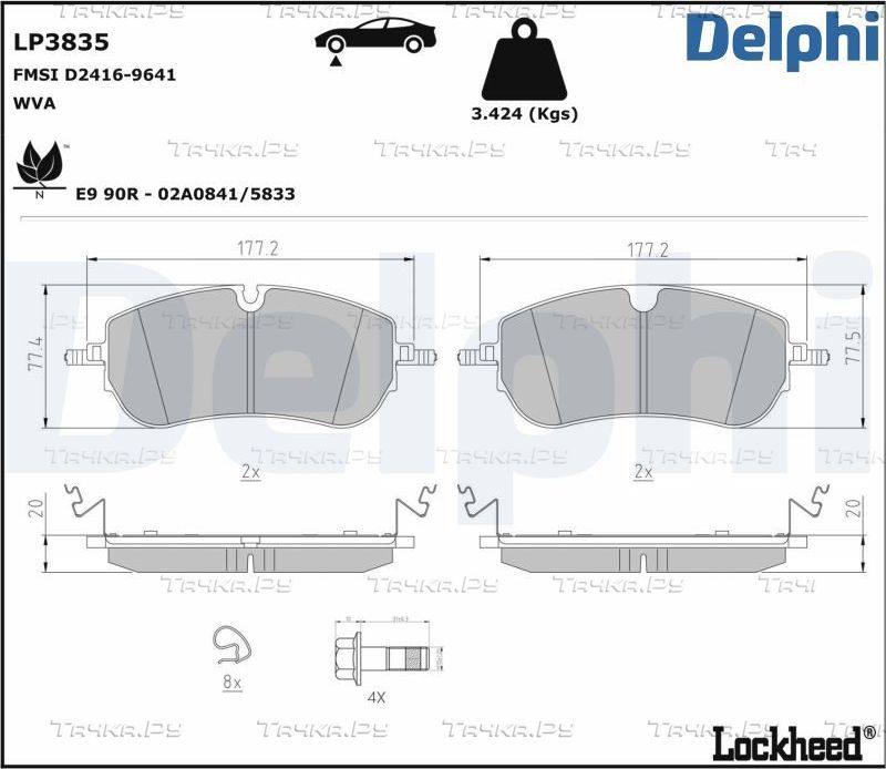 Тормозные колодки Delphi (Low-Metallic) передние для Land Rover Discovery Sport I 2021-2026. Артикул LP3835