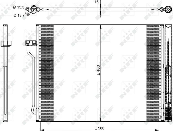 Радиатор кондиционера (конденсатор) NRF (алюминий). Артикул 350325