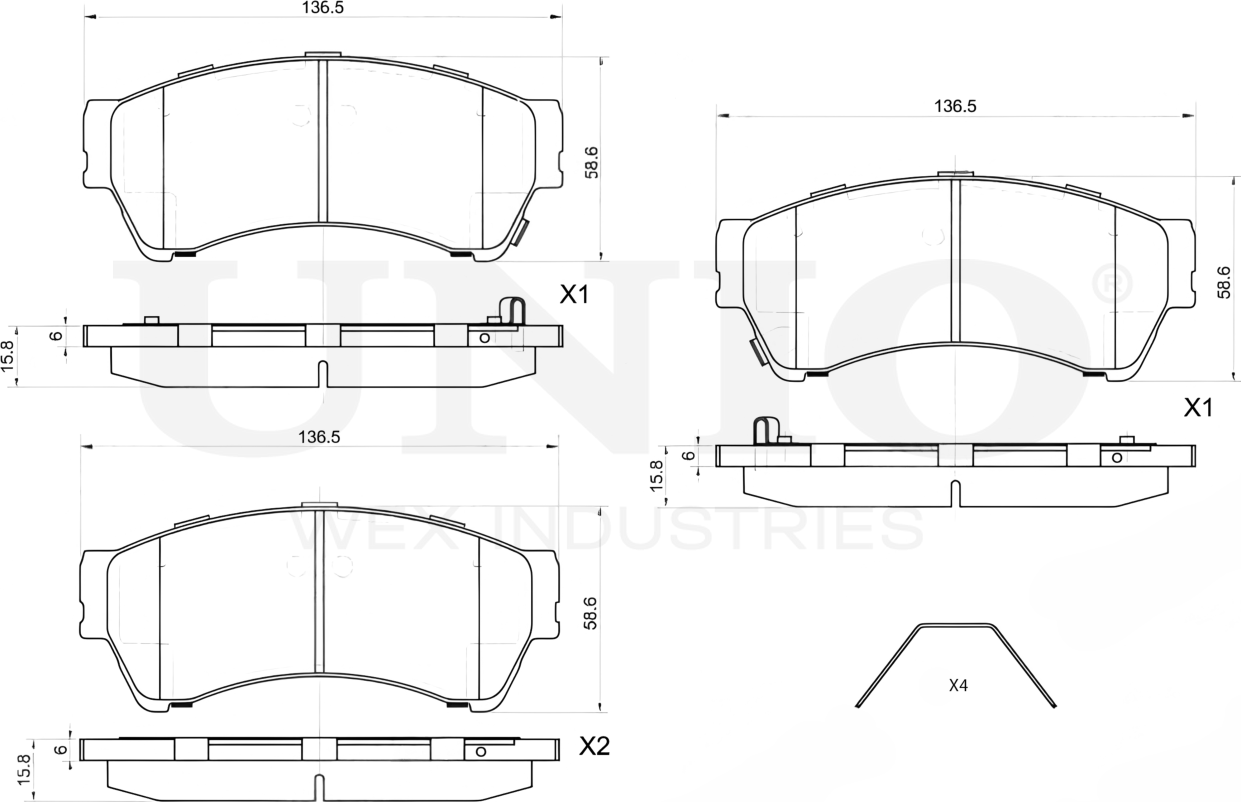 Колодки тормозные дисковые, комплект (Unio). Артикул BRP-20423