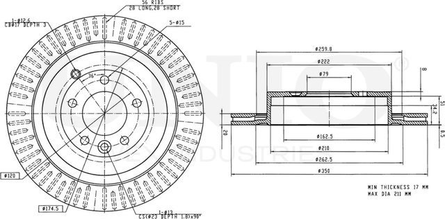 Диск тормозной (Unio). Артикул BRD-20380