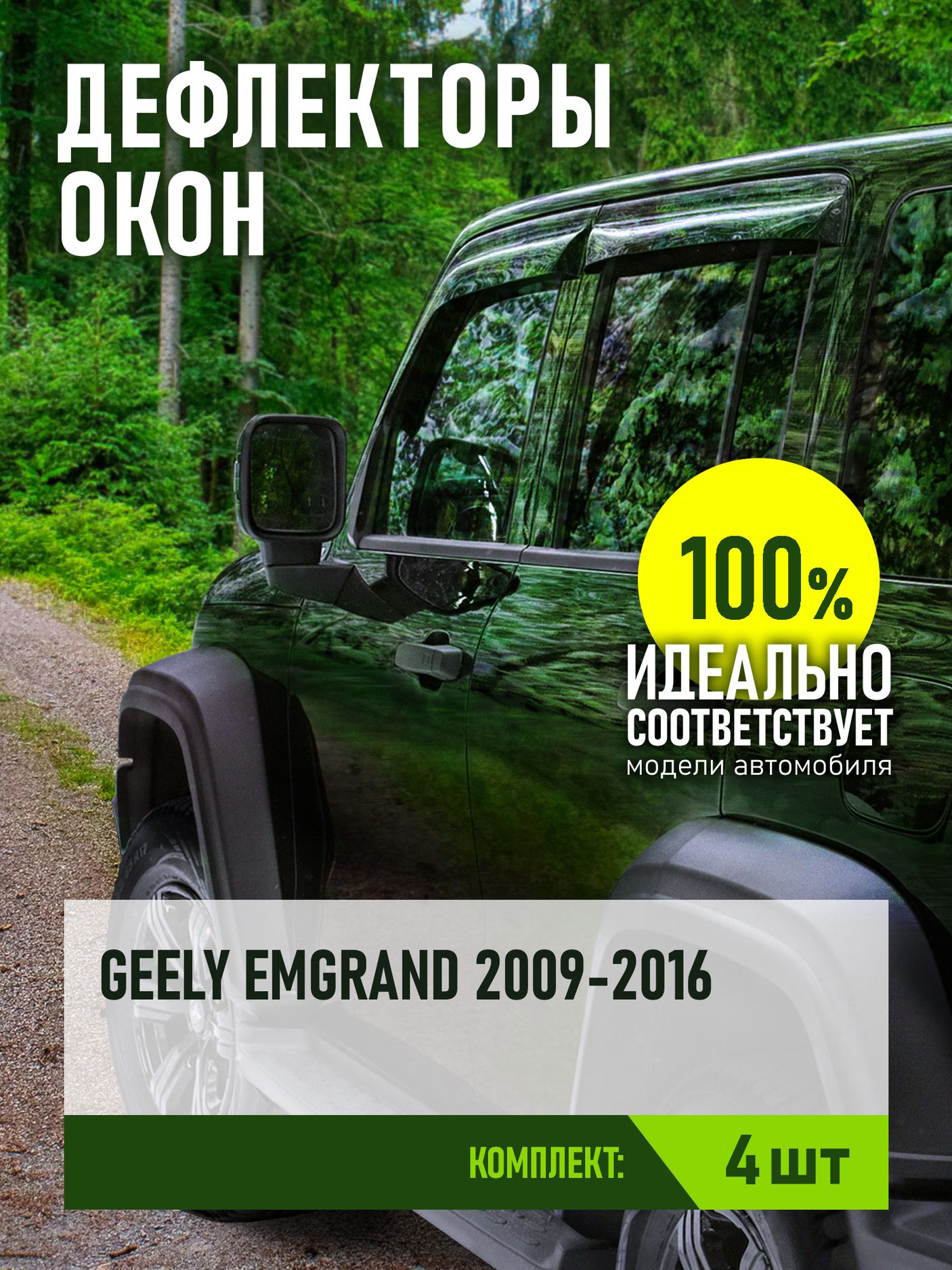 Дефлекторы REIN для окон (накладной скотч 3М) (4 шт.) Geely Emgrand EC7 седан 2009-2016. Артикул REINWV319