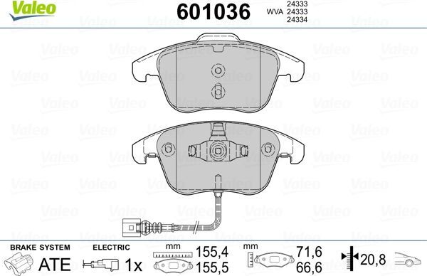 Тормозные колодки Valeo. Артикул 601036