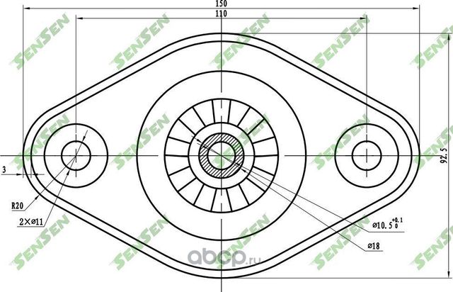 Опора амортизатора KIA (Rio JB) (2005-2011) HYUNDAI (Accent MC) (2005-) Rear (Sensen). Артикул M61036