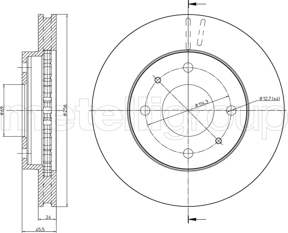 Тормозной диск Metelli. Артикул 23-0653