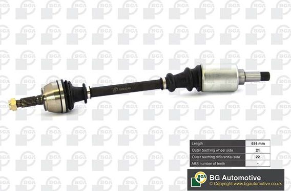 Полуось (привод в сборе, приводной вал) BGA. Артикул DS1405L